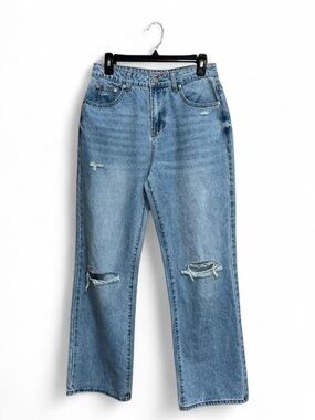 NWT Edikted Women’s Lori High-Rise Wide Leg Distressed Denim Jeans Size Medium